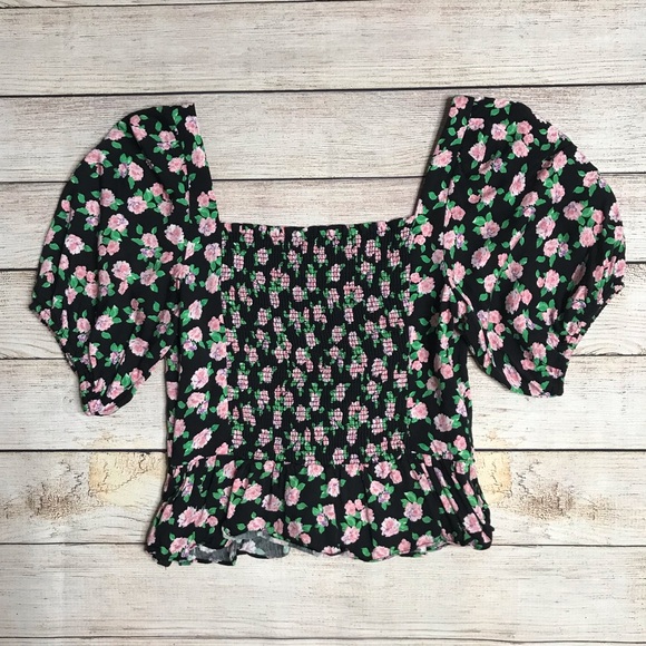 Zara Tops Zara Floral Puff Sleeve Crop Top Size S Poshmark